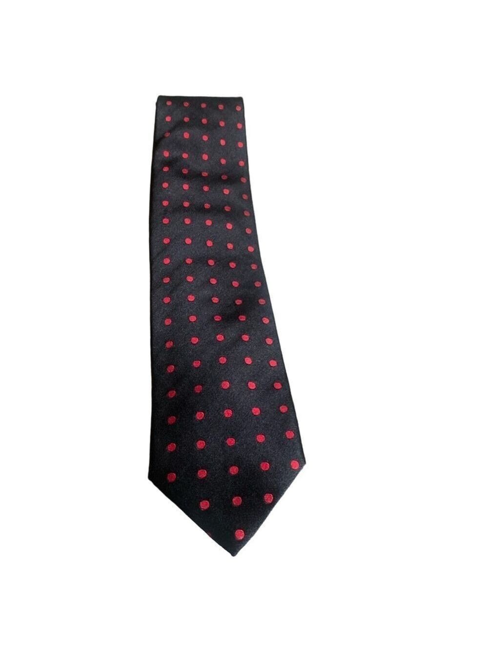Steven Land Big Knot Tie – Black with Red Polka Dots